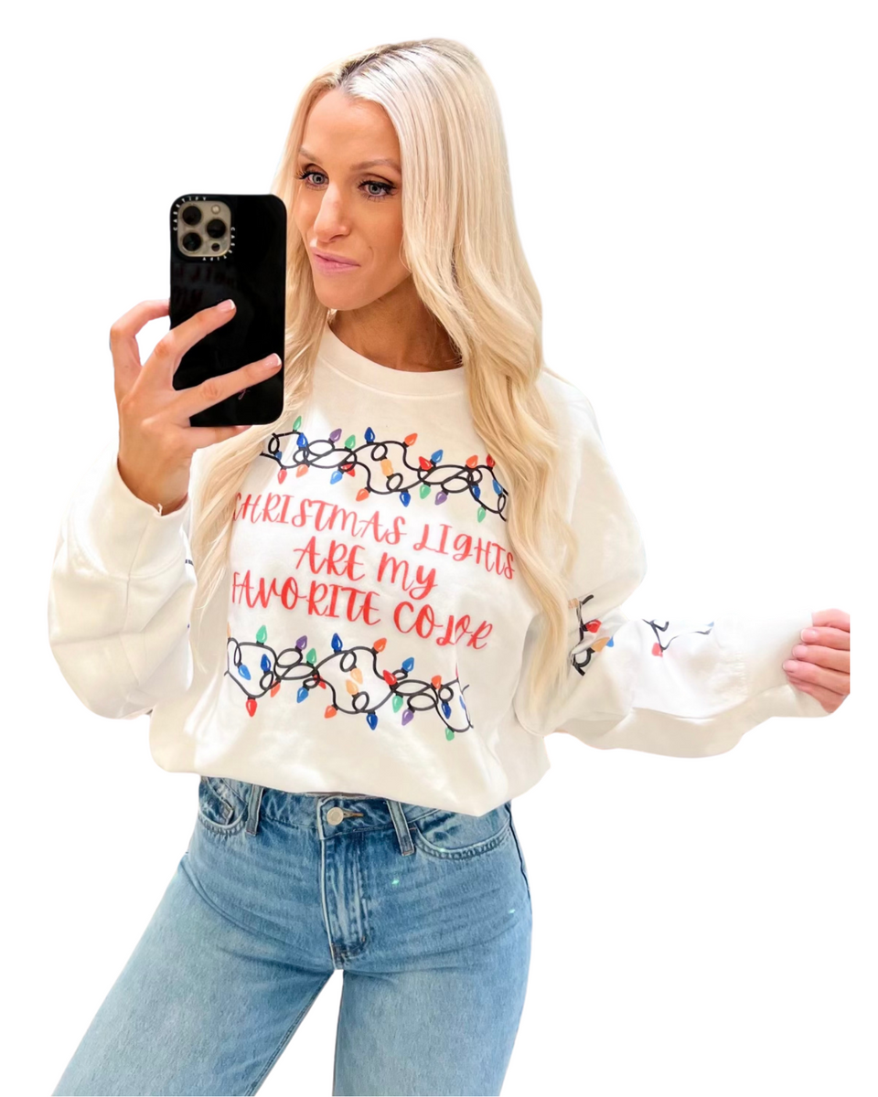 Christmas Lights Are My Favorite Sweatshirt – Bailey Made Tee's & Boutique