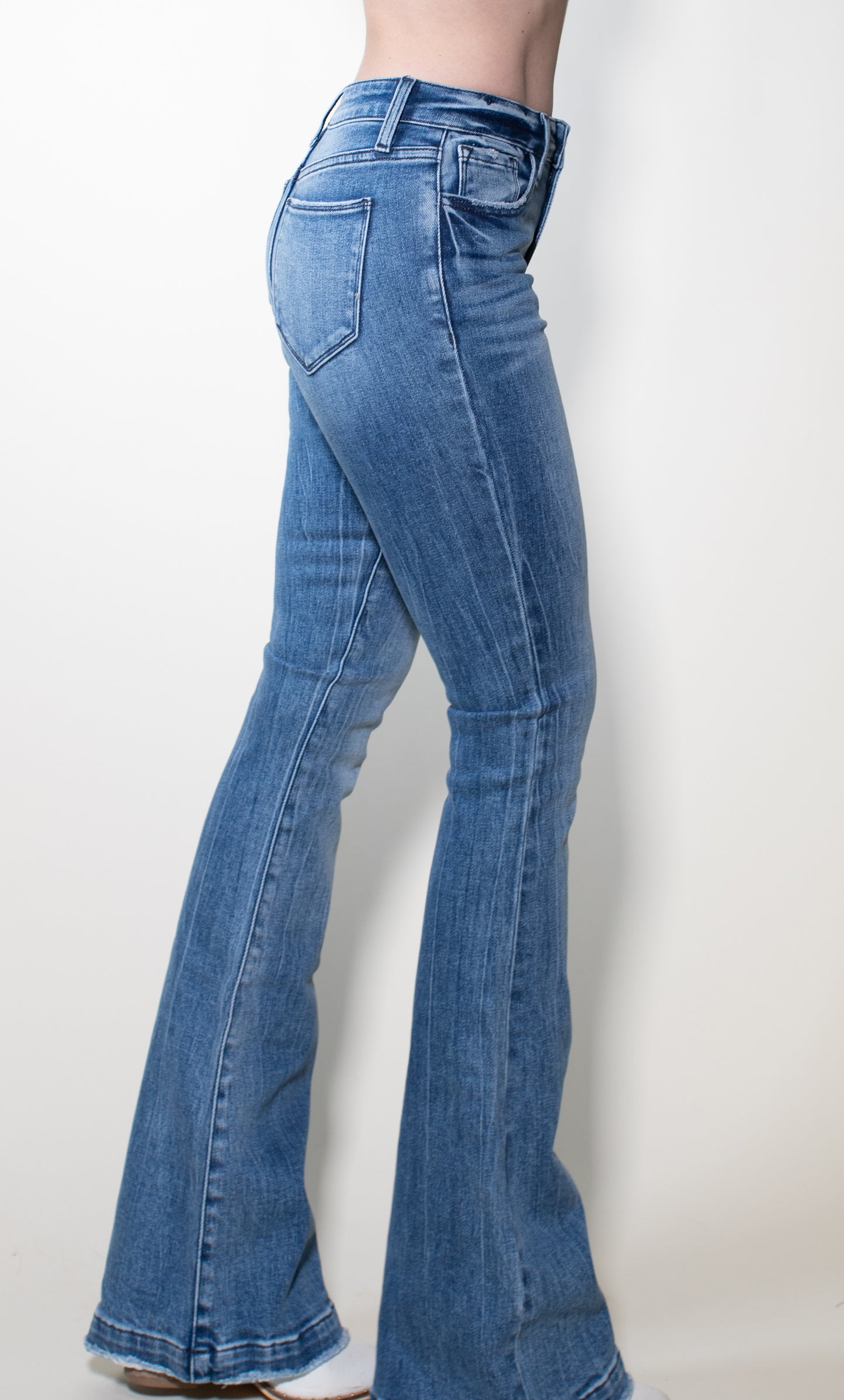 BME Nondistressed Light Flare Jeans