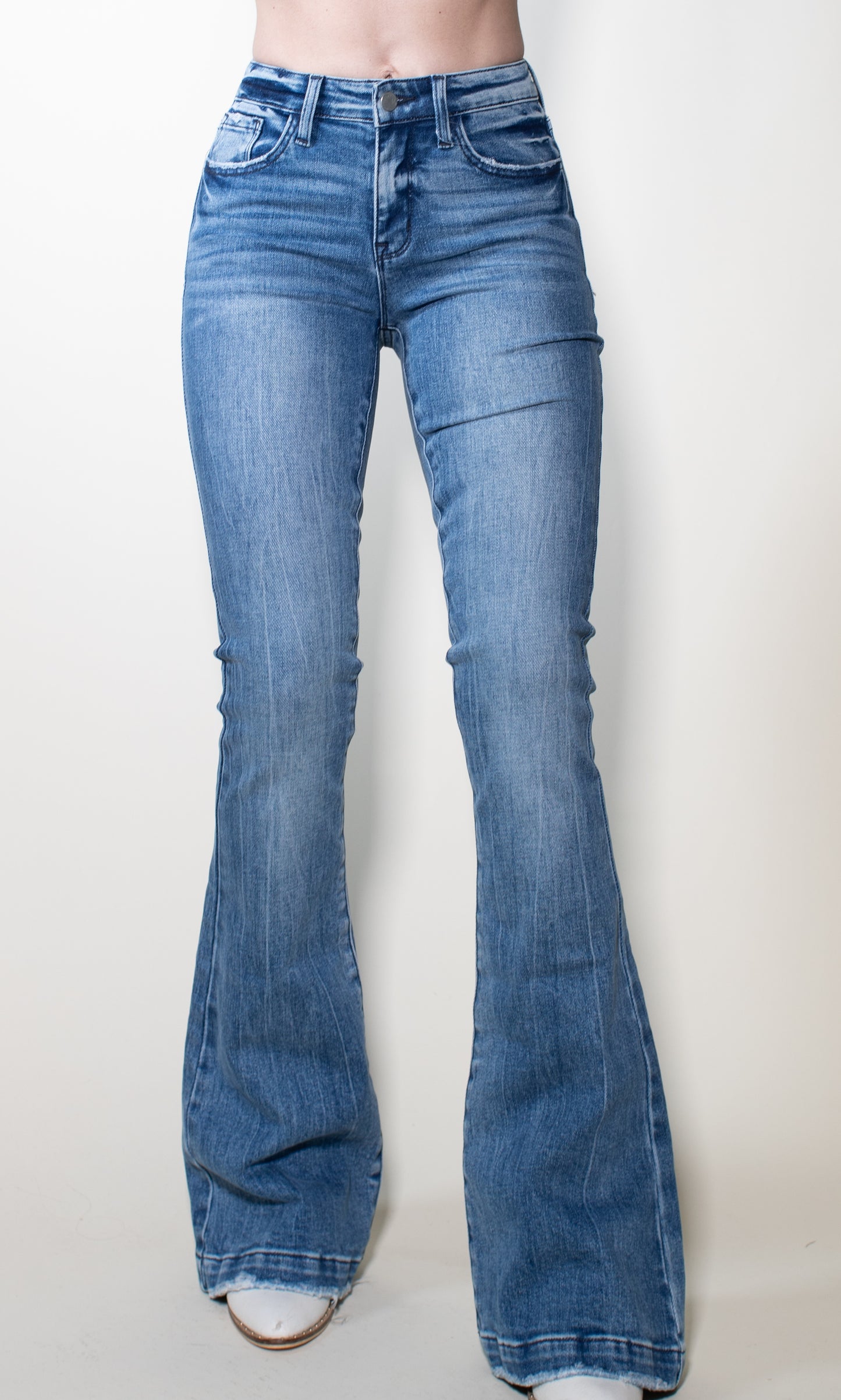 BME Nondistressed Light Flare Jeans