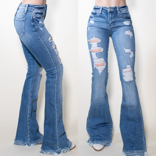 My Girl Extreme Distressed Flare Jeans