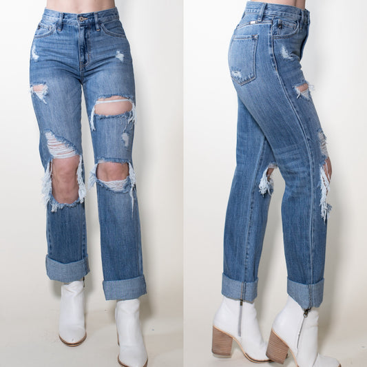 You Matter Distressed Boyfriend Jeans