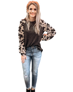 Charcoal Cow Print Sleeves Boutique Top