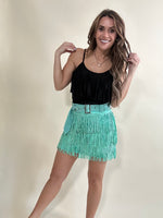 Perfectly Fringe-Turquoise Skirt