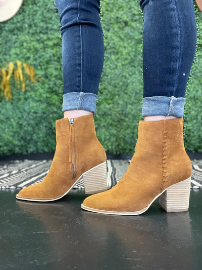 Tall Camel Suede Booties