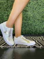 White Gold Star Sneakers